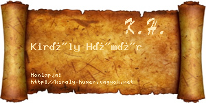 Király Hümér névjegykártya